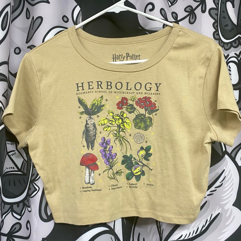 Harry Potter Herbology Crop Top T-Shirt Hogwarts School of Wizardry Size L